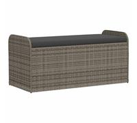 vidaXL Storage Bench with Cushion Grey 115x51x52 cm Poly Rattan UK