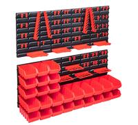 vidaXL Storage Bin Kit 103 Piece with Wall Panels Tool Organiser Red and Black