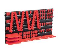vidaXL Storage Bin Kit with Wall Panels 71 Piece Red and Black Tool Boxes