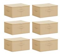 vidaXL Storage Box 6 pcs Non-woven fabric 50 x 30 x 25 cm 37.5 L Cream