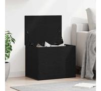 vidaXL Black Oak Storage Trunk - MDF Veneer Chest, 60x42x46 cm, Living Room/Bedroom Organization Box, Contemporary/Durable Design, Matte Finish
