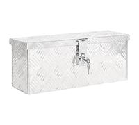 vidaXL Storage Box Hallway Storage Chest Blanket Trailer Box Tool Chest Organiser Storage Case with Lid Silver 50x15x20.5 Aluminium