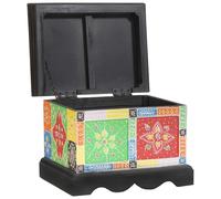 Storage Box Multicolour Solid Mango Wood 40x30x30 cm Rectangular Stylish Indoor