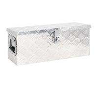 (Silver, 60 x 23.5 x 23 cm (L x W x H)) vidaXL Aluminium Box Trapezoid Storage Chest Trunk Organiser Toolbox Belt Box