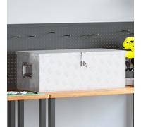 vidaXL Storage Box Hallway Storage Chest Blanket Trailer Box Tool Chest Organiser Storage Case with Lid Silver 80x39x30 cm Aluminium