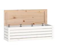vidaXL Solid Pinewood Storage Box - White, Spacious Chest Tool Box for Home Organisation, Rustic Finish, 109x36.5x33 cm Easy Assembly