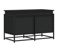 vidaXL Storage Box with Lid - Black Engineered Wood Toy Blanket Chest, Industrial Metal Frame, 80 x 40 x 51.5 cm with Ample Storage