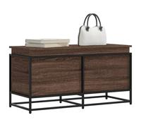 vidaXL Storage Box With Lid - Brown Oak Engineered Wood - Blanket Chest, Toy Chest, Coffee Table - Metal Industrial Frame - 100 x 40 x 51.5 cm