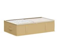 vidaXL Storage Box with Transparent Top Window Cream Non-woven Fabric Bedroom Organiser Foldable Storage Box Space Saving Under Bed Breathable Transparent Top