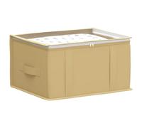 vidaXL Storage Box with Transparent Top Window Cream Non-woven Fabric Bedroom Organiser Foldable Storage Box Space Saving Under Bed Breathable Transparent Top