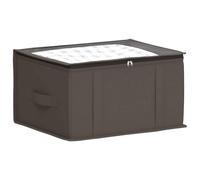 vidaXL Storage Box with Transparent Top Window Grey Non-woven Fabric Bedroom Organiser Foldable Storage Box Space Saving Under Bed Breathable Transparent Top