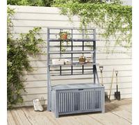 vidaXL Solid Acacia Wood Storage Box with Trellis Grey 99x55x160 cm Sunbed