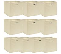 vidaXL 10x Storage Boxes Cream Fabric Home Office Foldable Organiser Chest