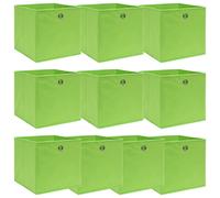 vidaXL 10x Storage Boxes Green Fabric Foldable Garden Chests Cases Organisers