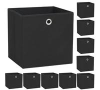 vidaXL Storage Boxes 10 pcs, Storage Chest for Bedroom Living Room, Storage Bin for Scarf Sock Underwear, Toy Box, Non-woven Fabric Black
