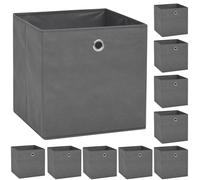 vidaXL 10-piece Set of Durable Non-woven Fabric Foldable Storage Boxes in Stylish Grey, Size 32x32x32cm, Ideal for Closet or Shelf Organization