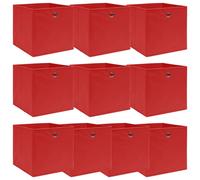 vidaXL 10x Storage Boxes Red Fabric Foldable Garden Chests Cases Organisers