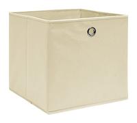 vidaXL Storage Boxes - Set of 4, Foldable, Cream Non-woven Fabric, 28x28x28 cm - Versatile Space-saving Solution for Wardrobes and Shelves