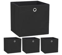 vidaXL Storage Boxes Non-woven Fabric 32x32x32 cm Black - Set of 4 Foldable Organizer Boxes with Metal Eyelets Ideal for Shelves and Wardrobes