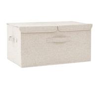 vidaXL Storage boxes Non-woven fabric 2 compartments Cream | Folds flat for easy storage, Two sections for better organization, Cream and brown colour combo
