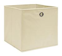 vidaXL Storage Boxes - Set of 4, Foldable, Cream Non-woven Fabric, 28x28x28 cm - Versatile Space-saving Solution for Wardrobes and Shelves