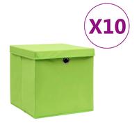 vidaXL 10x Storage Boxes with Covers Green Organiser Chest Basket Container