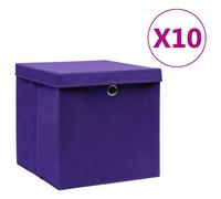 vidaXL Storage Boxes with Covers 10 pcs 28x28x28 cm Purple
