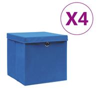 VidaXL Storage Boxes With Covers 4 Pieces 28X28X28Cm Blue, Blue