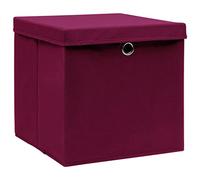 vidaXL Storage Boxes with Lid Set of 4 Dark Red 32 x 32 x 32 cm Fabric