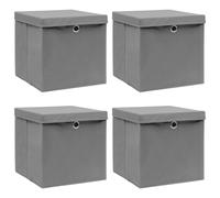 vidaXL Storage Boxes with Lids 4 pcs Black 32x32x32 cm Fabric