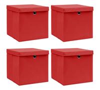 vidaXL Storage Boxes with Lids 4 pcs Red 32x32x32 cm Fabric