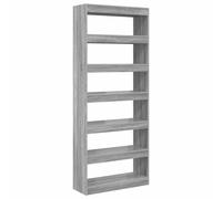 vidaXL Storage Cabinet 6-Tier 80 x 30 x 198 cm Engineered wood Grey, Living Room