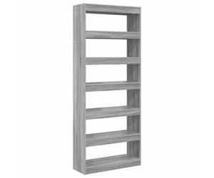 vidaXL Storage Cabinet 6-Tier 80 x 30 x 198 cm Engineered wood Grey, Living Room