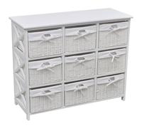 vidaXL Storage Cabinet Akron White Bedside Unit Table 9 Drawers Home Bedroom