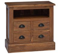 vidaXL Storage Cabinet Beige 60 x 30 x 60 cm Solid Teak Wood, Vintage Rectangula