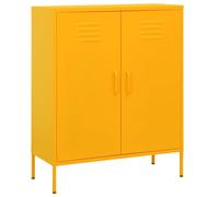 vidaXL Storage Cabinet Mustard Yellow Steel Home Sideboard Cupboard Bookcase