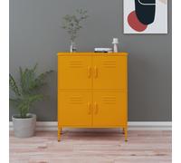 vidaXL Storage Cabinet Mustard Yellow Steel Home Sideboard Cupboard Bookcase