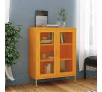 Vidaxl Storage Cabinet Home Living Room Furniture Accessories Modern Decor Storage Side Cabinet Sideboard Cupboard Organiser Mustard Yellow Steel, Yellow
