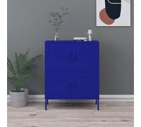 vidaXL Storage Cabinet Navy Blue Steel Living Room Sideboard Cupboard Bookcase