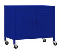 vidaXL Storage Cabinet Navy Blue Steel Sideboard Cupboard Display Cabinet