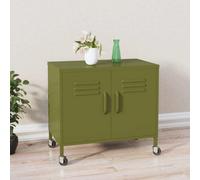 vidaXL Storage Cabinet Olive Green Steel Sideboard Cupboard Display Cabinet