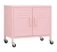 vidaXL Storage Cabinet Pink Steel Home Sideboard Cupboard Display Cabinet