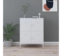 vidaXL Storage Cabinet White Steel Living Room Sideboard Cupboard Bookcase