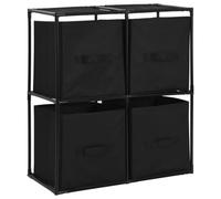 vidaXL Storage Cabinet with 4 Fabric Baskets Black Steel Drawer Organiser Rack