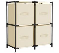Vidaxl Storage Cabinet With 4 Fabric Baskets Cream 63X30X71 Cm Steel