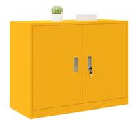 vidaXL Storage Cabinet with Storage Mustard Yellow 90 x 40 x 70 cm, Contemporary Office Storage, Modern Rectangular Steel Cabinet, Secure Lockable Unit, Versatile Compact Indoor Solution
