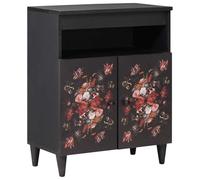 Storage cabinet multicolour 60x33.5x75cm solid mango wood floral 2dr brass knobs [EEK: Yes]