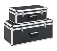 vidaXL Storage Cases 2 pcs Black Aluminium