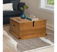 vidaXL Storage Chest - Pine Wood, Dual Compartments, Versatile Coffee Table, Metal Handles, 91x91x47 cm, Honey Brown Finish