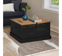 vidaXL HALDEN Solid Pine Storage Chest/Trunk - Black 91x91x47cm - Modern Wood Box for Living Room or Bedroom with Metal Handles